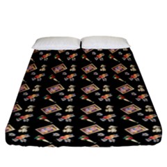 Robin Art Black Pattern Fitted Sheet (california King Size) by snowwhitegirl