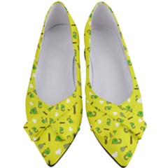 Green Elephant Pattern Yellow Women s Bow Heels