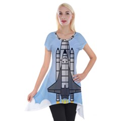 Rocket Shuttle Spaceship Science Short Sleeve Side Drop Tunic by Wegoenart