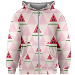 Seamless Pattern Watermelon Slices Geometric Style Kids  Zipper Hoodie Without Drawstring