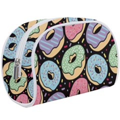 Colorful Donut Seamless Pattern On Black Vector Makeup Case (large) by Sobalvarro