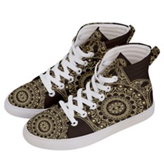 Hamsa Hand Drawn Symbol With Flower Decorative Pattern Women s Hi-top Skate Sneakers by Wegoenart