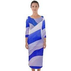 Uruguay Flags Waving Quarter Sleeve Midi Bodycon Dress by dflcprintsclothing