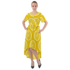 Lemon Fruits Slice Seamless Pattern Front Wrap High Low Dress by Vaneshart