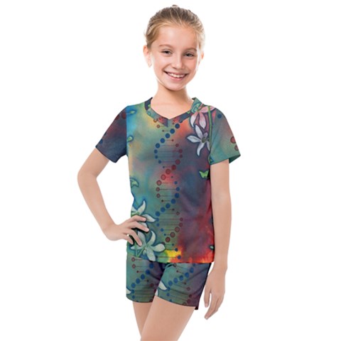Flower Dna Kids  Mesh Tee And Shorts Set by RobLilly