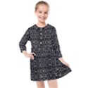 Black And White Ethnic Ornate Pattern Kids  Quarter Sleeve Shirt Dress View1