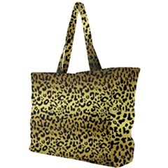 Gold And Black, Metallic Leopard Spots Pattern, Wild Cats Fur Simple Shoulder Bag by Casemiro