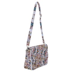 Rounded Stones Print Motif Shoulder Bag With Back Zipper