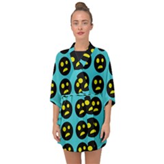 005 - Ugly Smiley With Horror Face - Scary Smiley Half Sleeve Chiffon Kimono by DinzDas