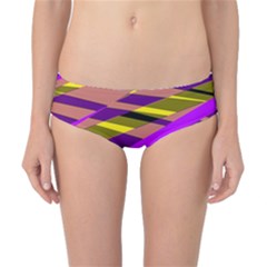 Abstract Geometric Blocks, Yellow, Orange, Purple Triangles, Modern Design Classic Bikini Bottoms by Casemiro