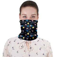 Space With Cute Rocket Face Covering Bandana (adult)