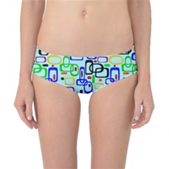 60 s Style Retro Pattern, Vintage Ovals At Pastel Blue Classic Bikini Bottoms by Casemiro