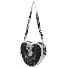 Monster Monkey From The Woods Heart Shoulder Bag by DinzDas