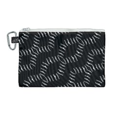 Black And White Geo Print Canvas Cosmetic Bag (large)