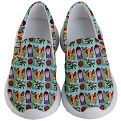 Purple Glasses Girl Pattern Blue Kids Lightweight Slip Ons by snowwhitegirl