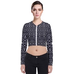 Ethnic Black And White Geometric Print Long Sleeve Zip Up Bomber Jacket