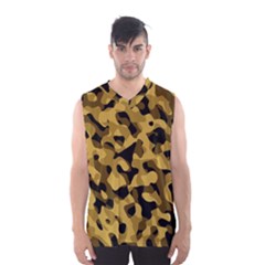 Black Yellow Brown Camouflage Pattern Men s Basketball Tank Top by SpinnyChairDesigns