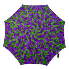 Purple And Green Camouflage Hook Handle Umbrellas (large) by SpinnyChairDesigns