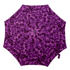 Dark Purple Camouflage Pattern Hook Handle Umbrellas (large) by SpinnyChairDesigns