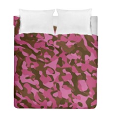 Pink And Brown Camouflage Duvet Cover Double Side (full/ Double Size) by SpinnyChairDesigns