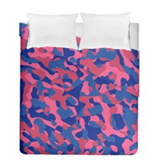 Blue And Pink Camouflage Pattern Duvet Cover Double Side (full/ Double Size) by SpinnyChairDesigns