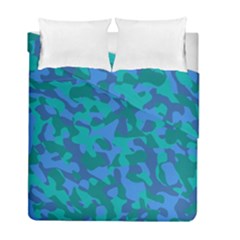 Blue Turquoise Teal Camouflage Pattern Duvet Cover Double Side (full/ Double Size) by SpinnyChairDesigns