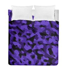 Purple Black Camouflage Pattern Duvet Cover Double Side (full/ Double Size) by SpinnyChairDesigns