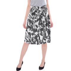 Grey And White Camouflage Pattern Midi Beach Skirt by SpinnyChairDesigns