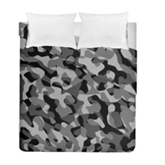 Grey And Black Camouflage Pattern Duvet Cover Double Side (full/ Double Size) by SpinnyChairDesigns