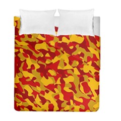 Red And Yellow Camouflage Pattern Duvet Cover Double Side (full/ Double Size) by SpinnyChairDesigns