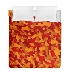 Red And Orange Camouflage Pattern Duvet Cover Double Side (full/ Double Size) by SpinnyChairDesigns