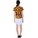 Orange and Black Camouflage Pattern Women s Sports Top View2