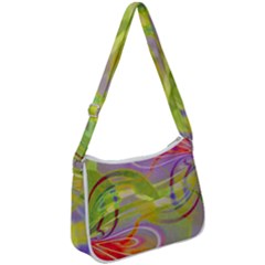 Infinity Painting Green Zip Up Shoulder Bag by DinkovaArt