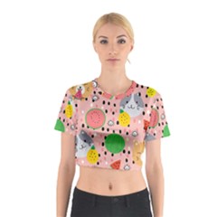 Cats And Fruits  Cotton Crop Top by Sobalvarro