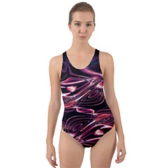 Abstract Art Swirls Cut-out Back One Piece Swimsuit