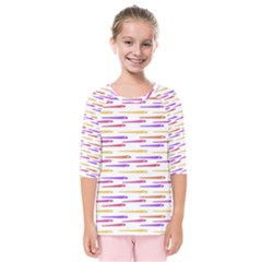 Cartoon Style Snake Drawing Motif Pattern Print Kids  Quarter Sleeve Raglan Tee