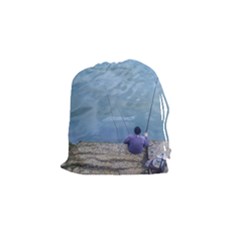 Senior Man Fishing At River, Montevideo, Uruguay001 Drawstring Pouch (small)