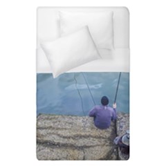 Senior Man Fishing At River, Montevideo, Uruguay001 Duvet Cover (single Size) by dflcprintsclothing