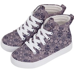 Violet Textured Mosaic Ornate Print Kids  Hi-top Skate Sneakers