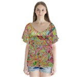 Quarantine Spring V-Neck Flutter Sleeve Top