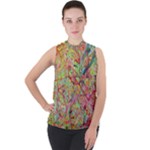 Quarantine Spring Mock Neck Chiffon Sleeveless Top