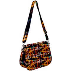 Multicolored Bubbles Print Pattern Saddle Handbag