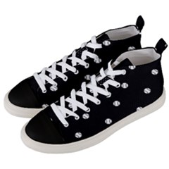 Black And White Baseball Motif Pattern Men s Mid-top Canvas Sneakers