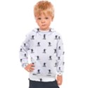 Black And White Surfing Motif Graphic Print Pattern Kids  Hooded Pullover View1