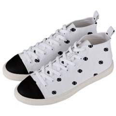 Black And White Baseball Print Pattern Men s Mid-top Canvas Sneakers by dflcprintsclothing