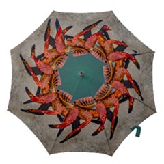 Colored Crab, Galapagos Island, Ecuador Hook Handle Umbrellas (large) by dflcprintsclothing