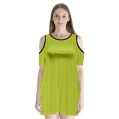 Acid Green & Black - Shoulder Cutout Velvet One Piece by FashionLane