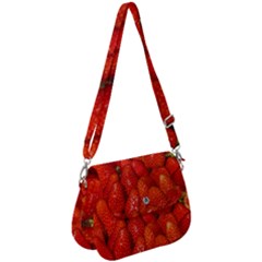 Colorful Strawberries At Market Display 1 Saddle Handbag by dflcprintsclothing