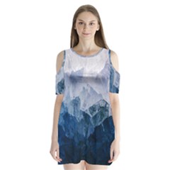 Blue Mountain Shoulder Cutout Velvet One Piece by goljakoff