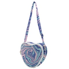 Blue Vivid Marble Pattern 10 Heart Shoulder Bag by goljakoff